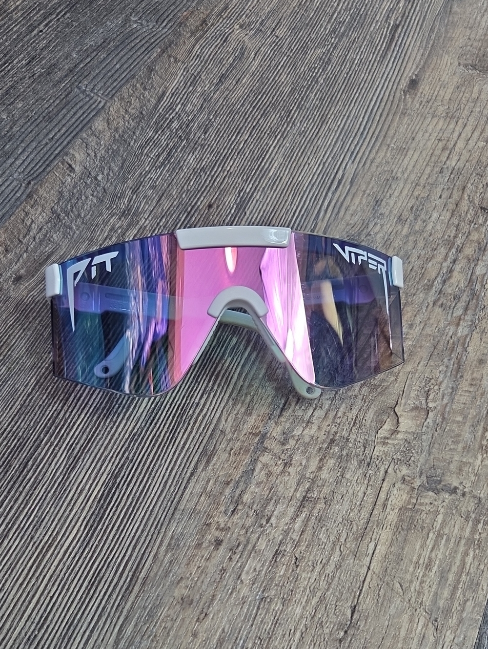 Pit Viper White Frame Sunglasses with Pink Mirrored Shield